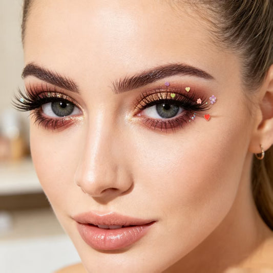 7D Magnetic False Eyelashes with Colorful Heart Charms