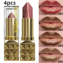 4-Piece Glitter Metallic Two-Tone Matte Pearlescent Lipstick Set