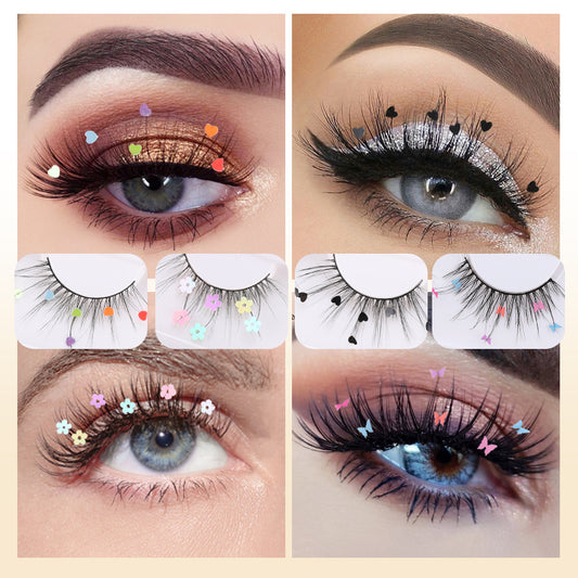 7D Magnetic False Eyelashes with Black Heart Charms