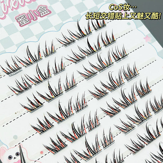 Fox Eye Colored False Eyelashes, Vibrant Manga Lashes for Cos & Camera Shoot, Holographic Style