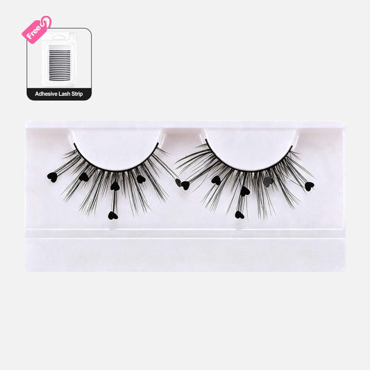 7D Magnetic False Eyelashes with Black Heart Charms