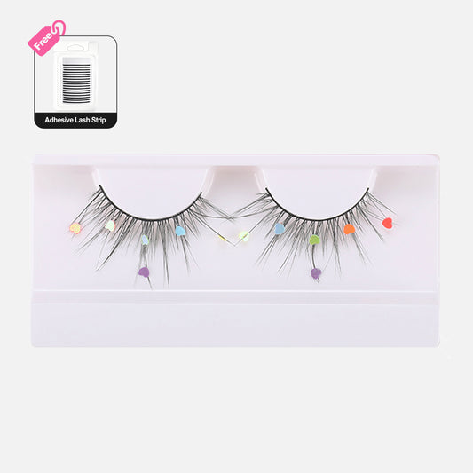 7D Magnetic False Eyelashes with Colorful Heart Charms