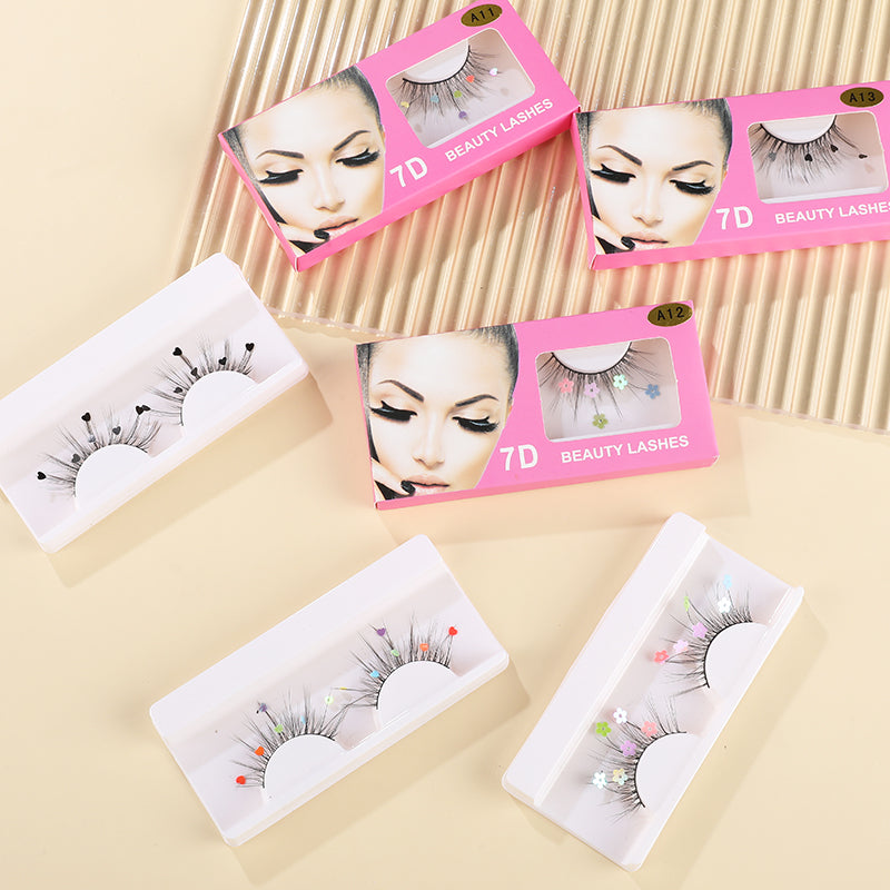 7D Magnetic False Eyelashes with Black Heart Charms