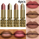 4-Piece Glitter Metallic Two-Tone Matte Pearlescent Lipstick Set