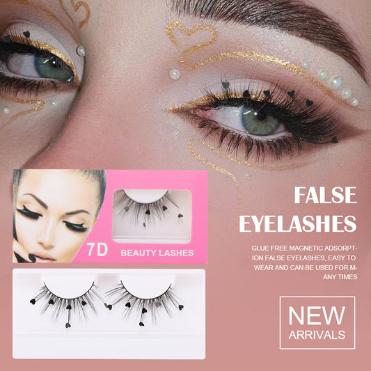 7D Magnetic False Eyelashes with Black Heart Charms