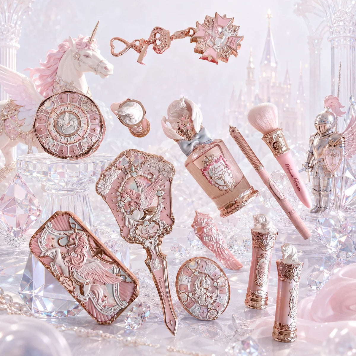 Knight Unicorn Makeup Set with Eyeshadow, Blush, Lipstick and Loose Powder