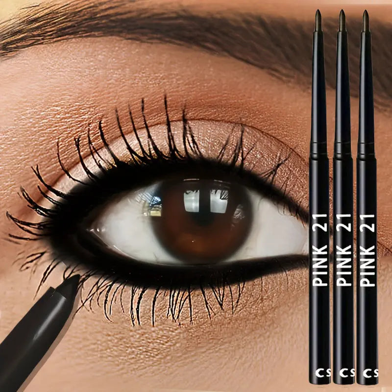3-Piece Waterproof Long-Lasting Black Eyeliner Pencil Set