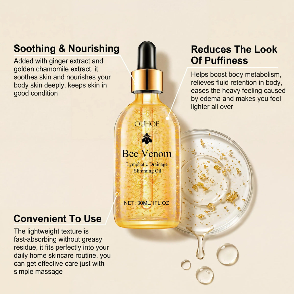 Bee Venom Slimming and Lymphatic Drainage Body Massage Oil