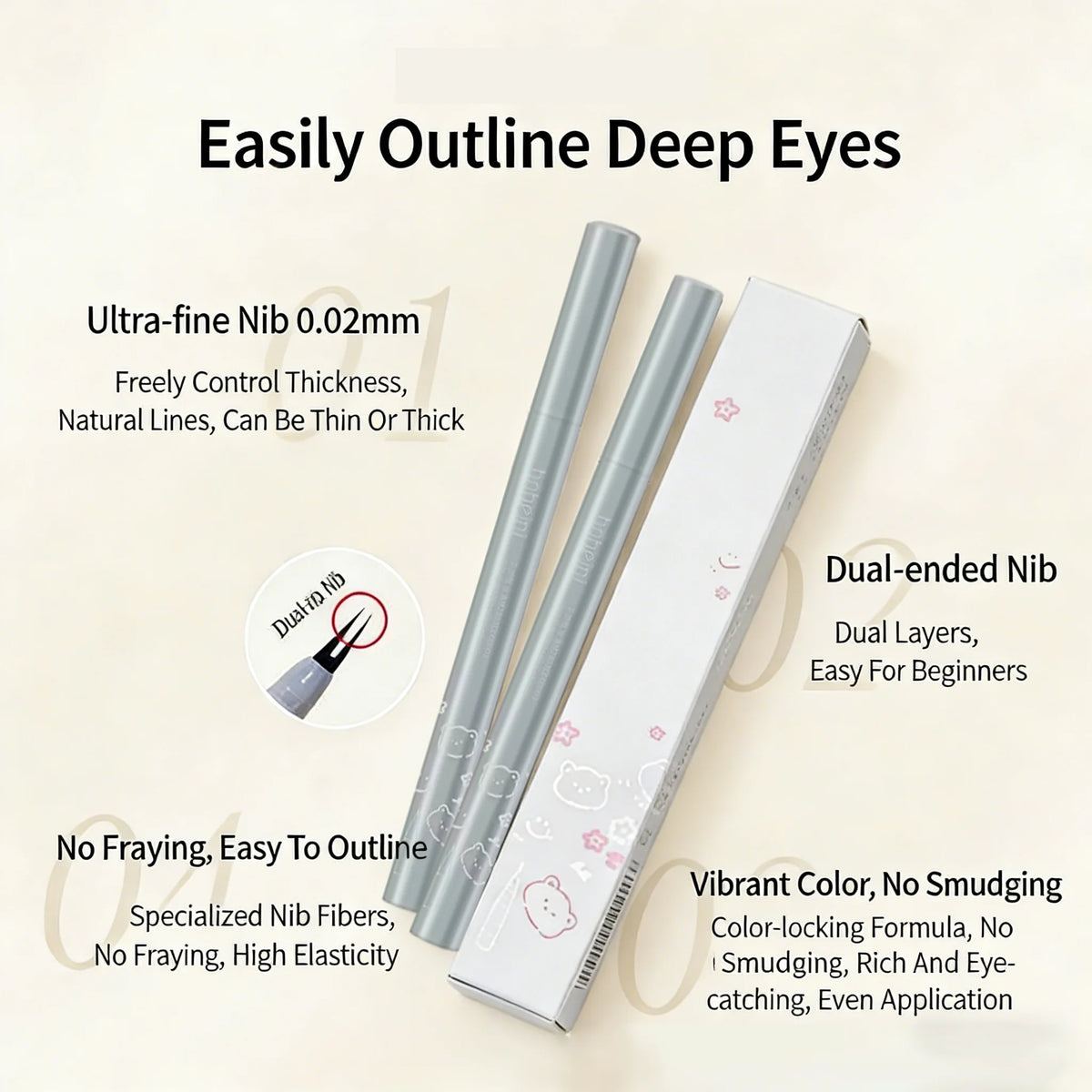 Double-Claw Waterproof Liquid Lower Eyelash Eyeliner Pen