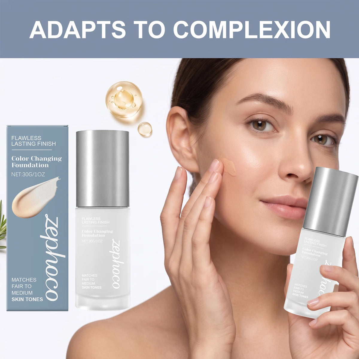 Color Changing Waterproof Foundation for Fair to Medium Skin Tones