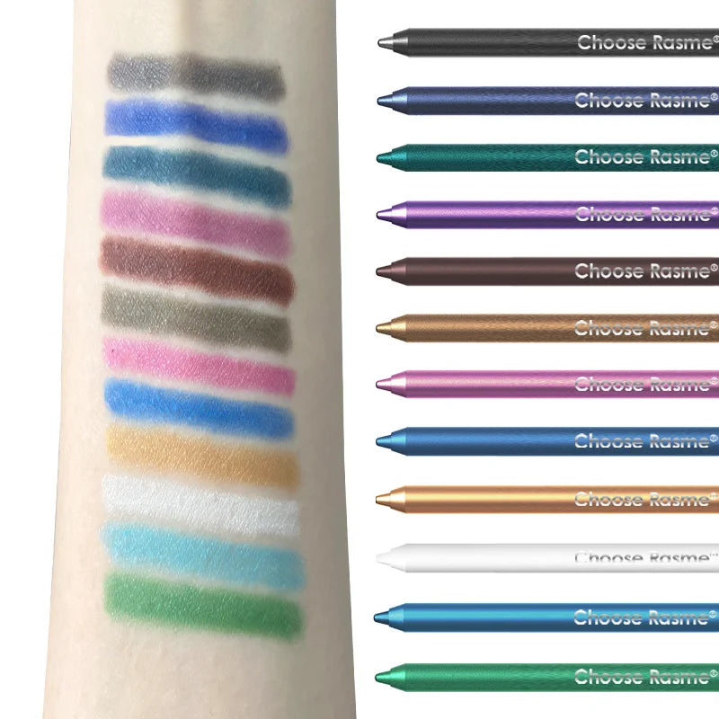 12-Color Glitter & Shimmer Eyeliner Stick Set - Blue Tones