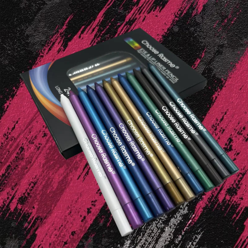 12-Color Glitter & Shimmer Eyeliner Stick Set - Blue Tones