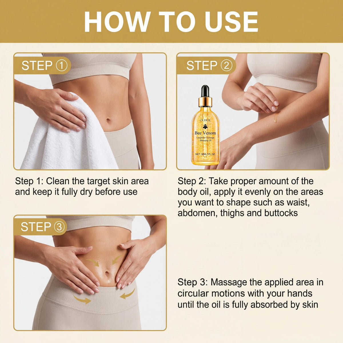 Bee Venom Slimming and Lymphatic Drainage Body Massage Oil