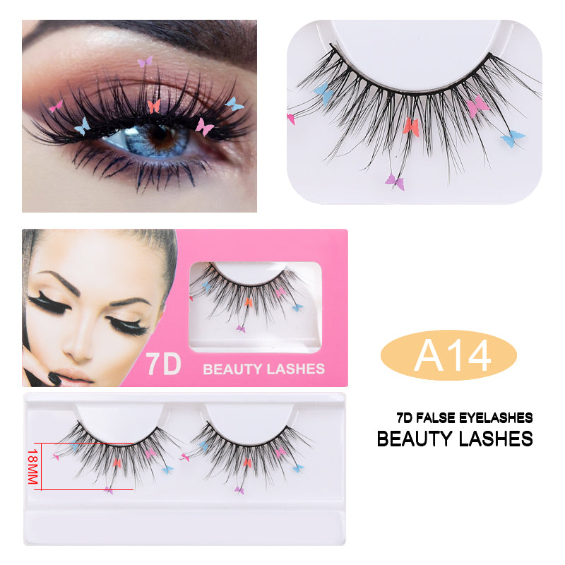 7D False Eyelashes with Colorful Butterfly