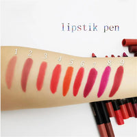 9-Color Matte Velvet Lipstick Pen - Long Lasting & Waterproof