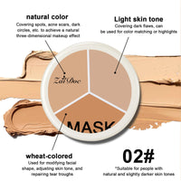 3-Color Full Coverage Cream Concealer Palette, 15g
