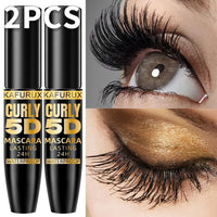 2-Piece 5D Silk Fiber Waterproof Mascara - Black Long Lasting & Lengthening