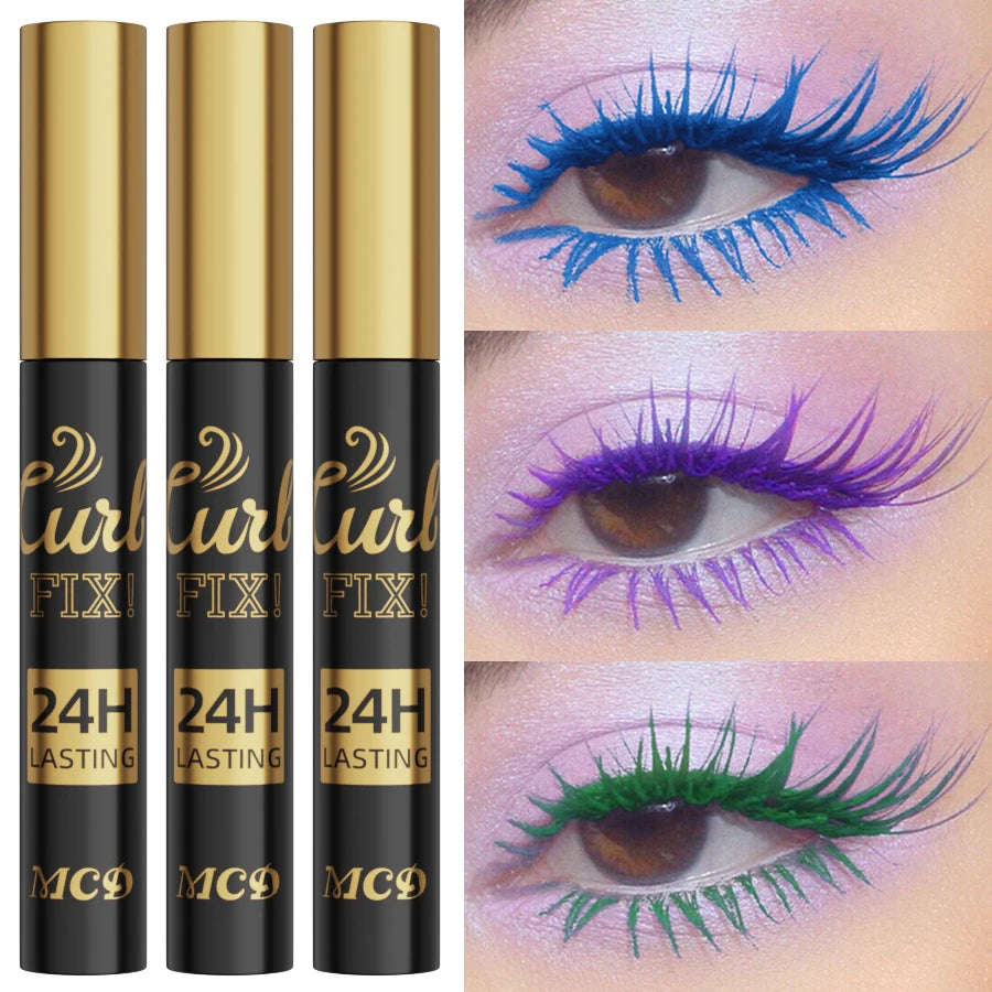 3-Piece Colorful 3D Silk Fiber Waterproof Mascara Set (Blue, Green, Purple)