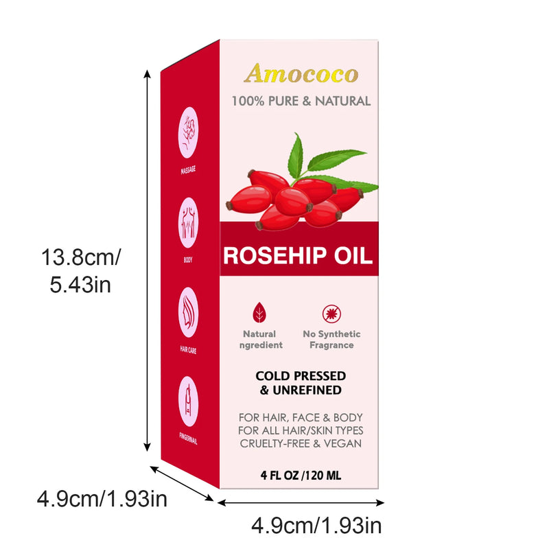 Amococo Jojoba and Rosehip Oil Set, Cold Pressed Face and Body Oil, 2 x 120ml