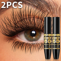2-Piece 5D Silk Fiber Waterproof Mascara - Black Long Lasting & Lengthening