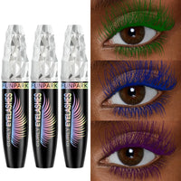3pcs 5D Silk Fiber Waterproof Mascara Set - Black, Green, Blue, Purple