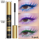 3-Piece Colorful 3D Silk Fiber Waterproof Mascara Set (Blue, Green, Purple)