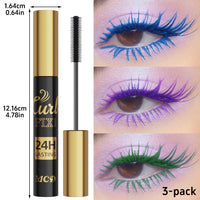 3-Piece Colorful 3D Silk Fiber Waterproof Mascara Set (Blue, Green, Purple)