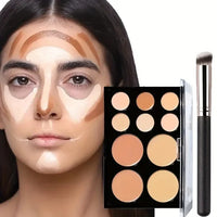 10-Color Cream Contour and Concealer Palette with Brush