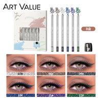 ART VALUE 6-Color Matte and Shimmer Eyeliner Pencil Set