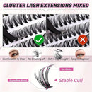 200-Piece Single-Cluster False Eyelash Set with Glue (10-16mm)