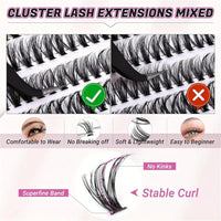 200-Piece Single-Cluster False Eyelash Set with Glue (10-16mm)