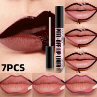 7-Piece Peel Off Lip Stain Set - Long Lasting Waterproof Lip Tint
