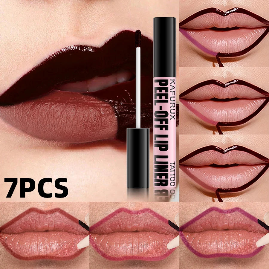 7-Piece Peel Off Lip Stain Set - Long Lasting Waterproof Lip Tint