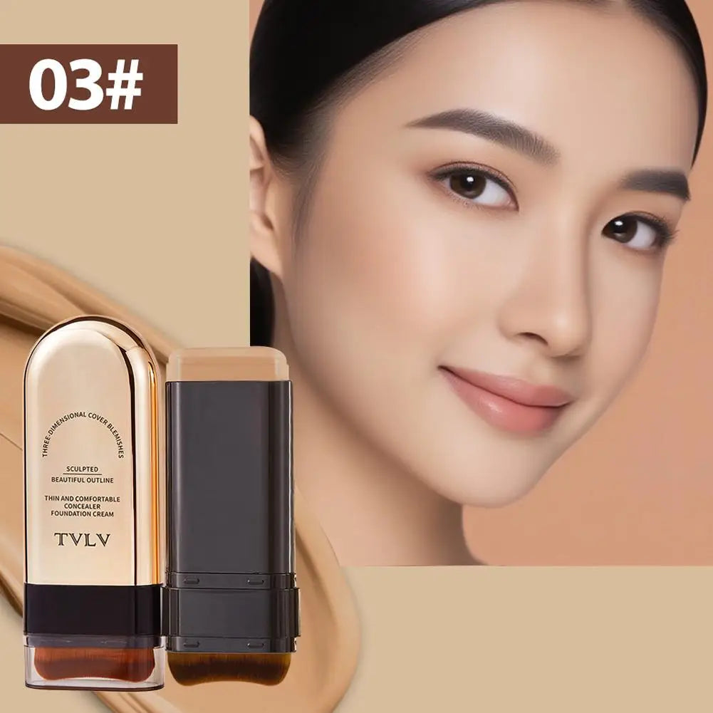 Waterproof Concealer Foundation Stick with Brush - Matte Finish