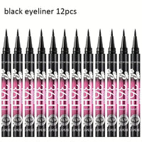 12-Pack Waterproof Long-Lasting Black Liquid Eyeliners