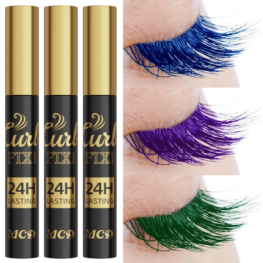 3-Piece Colorful 3D Silk Fiber Waterproof Mascara Set (Blue, Green, Purple)