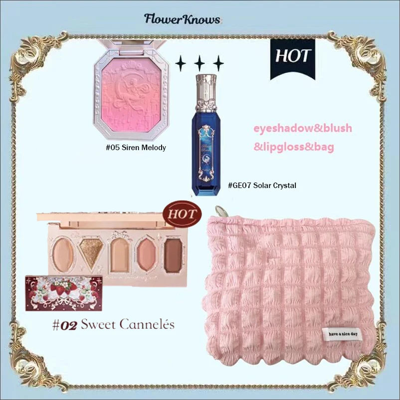 Moonlit Mermaid Makeup Set with Eyeshadow, Blush, Lip Gloss and Bag