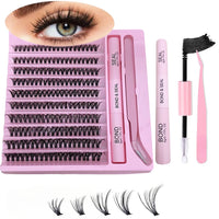 200-Piece Single-Cluster False Eyelash Set with Glue (10-16mm)