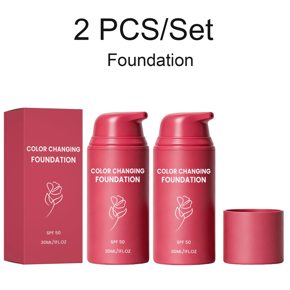 Thermal Color Changing Foundation and Matte Setting Spray Set with SPF 50
