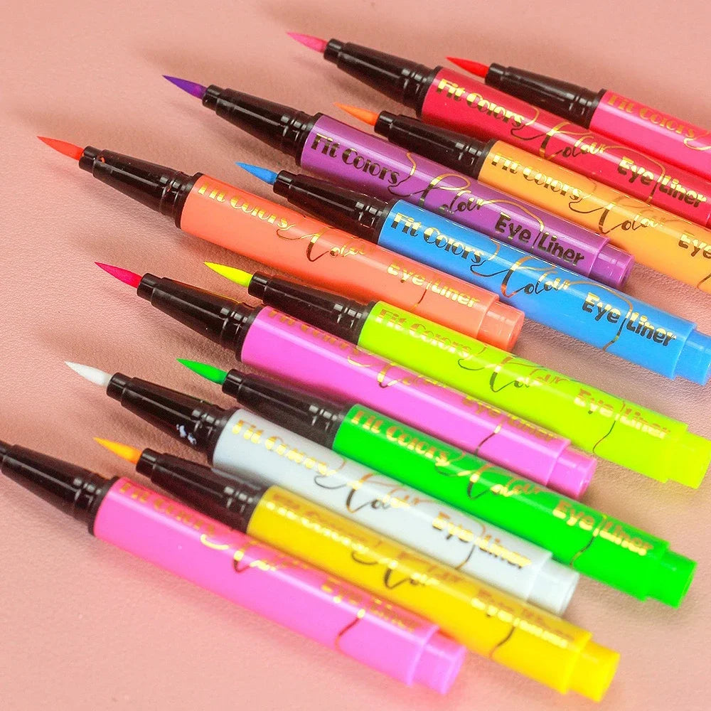 12-Color Neon UV Fluorescent Liquid Eyeliner Set