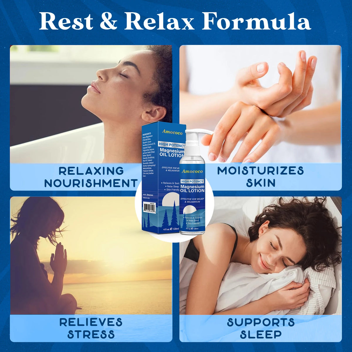 Amococo Magnesium Oil Relaxing Body Butter for Sleep and Muscle Relief, 120ml