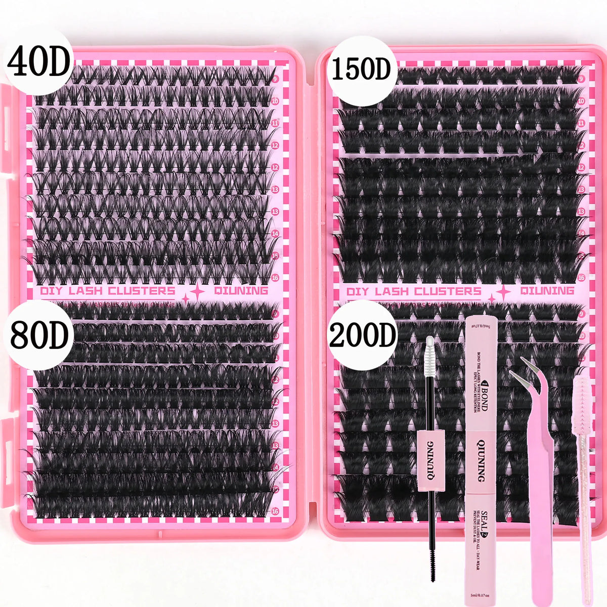 800PCS DIY Lash Cluster Extension Kit with Bond, Seal, and Tweezers