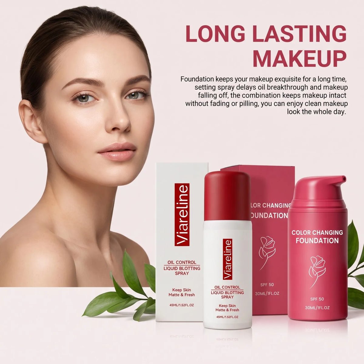 Thermal Color Changing Foundation and Matte Setting Spray Set with SPF 50