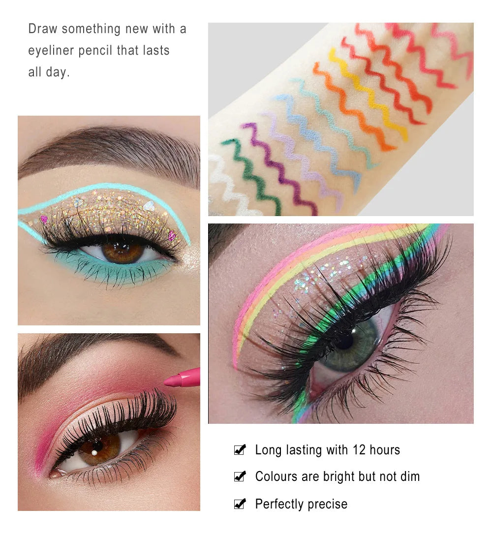 20-Piece Waterproof Matte Colored Eyeliner and Eyeshadow Pencil Set Gift Box