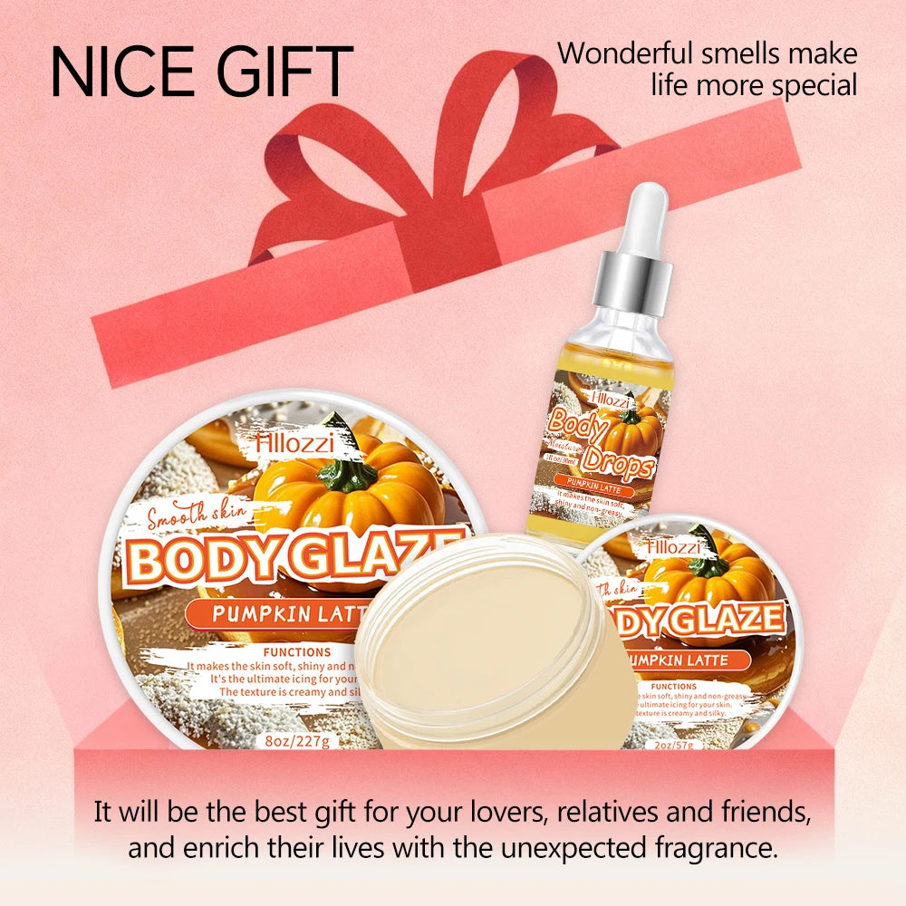 Pumpkin Body Care Set with Body Drops, Body Glaze, and Roll-on