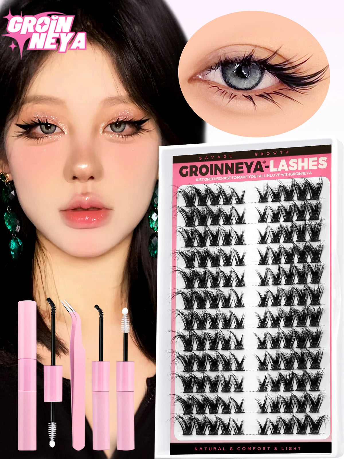 Cat Eye DIY Lash Extension Kit with Bond, Seal, and Tweezers