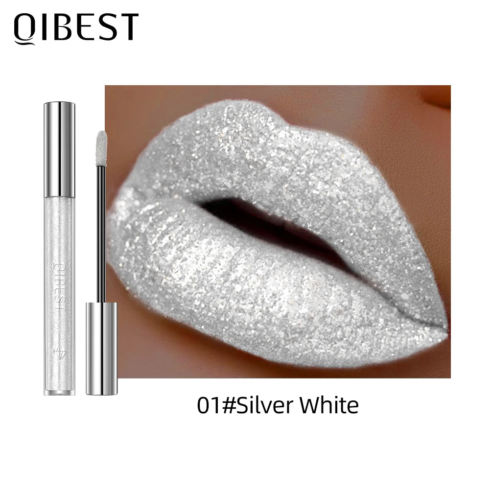 Waterproof Diamond Glitter Liquid Lipstick with Metallic Pearl Finish