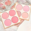 4-Color Matte Blush Palette - Waterproof Long-Lasting Pink Purple Tones