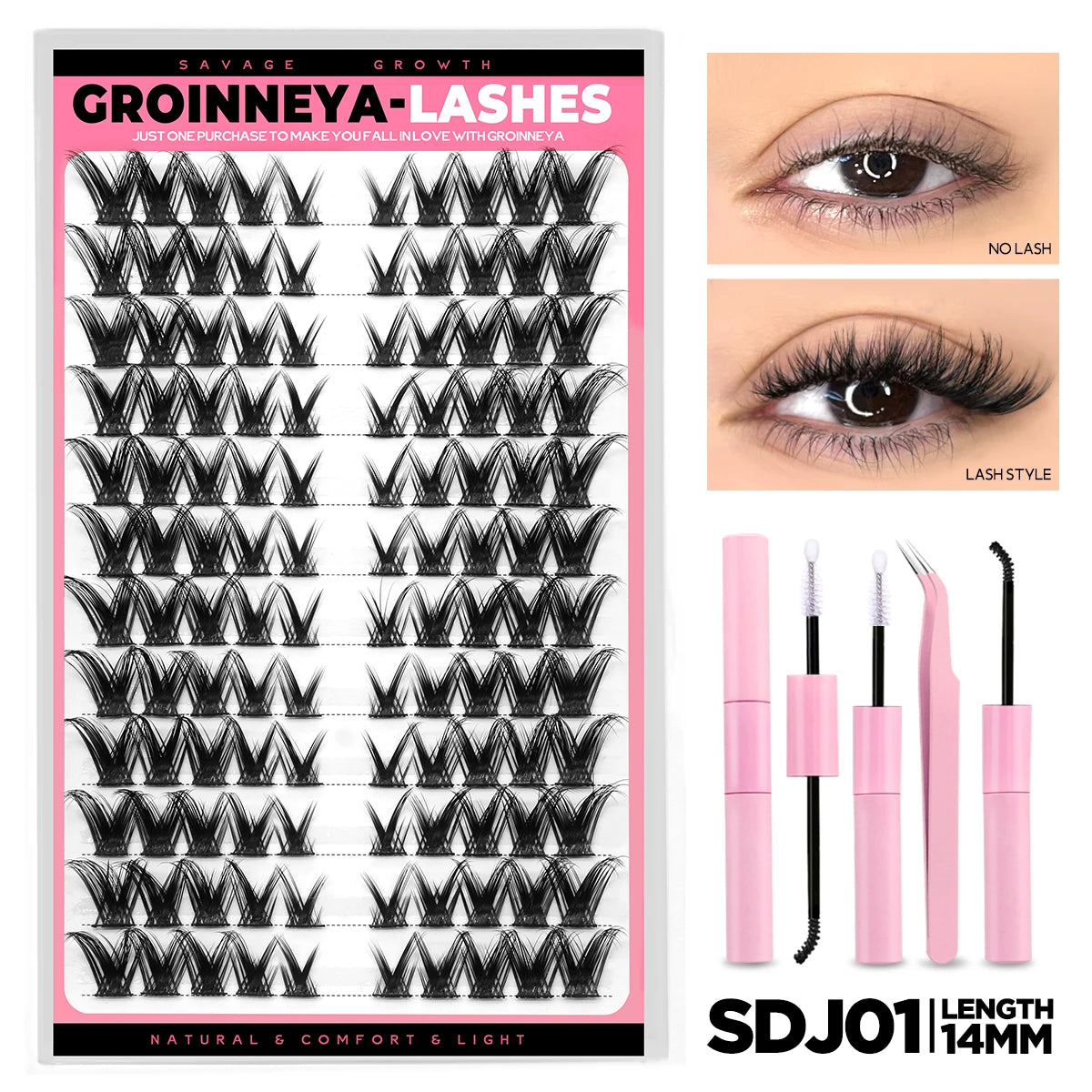 Cat Eye DIY Lash Extension Kit with Bond, Seal, and Tweezers