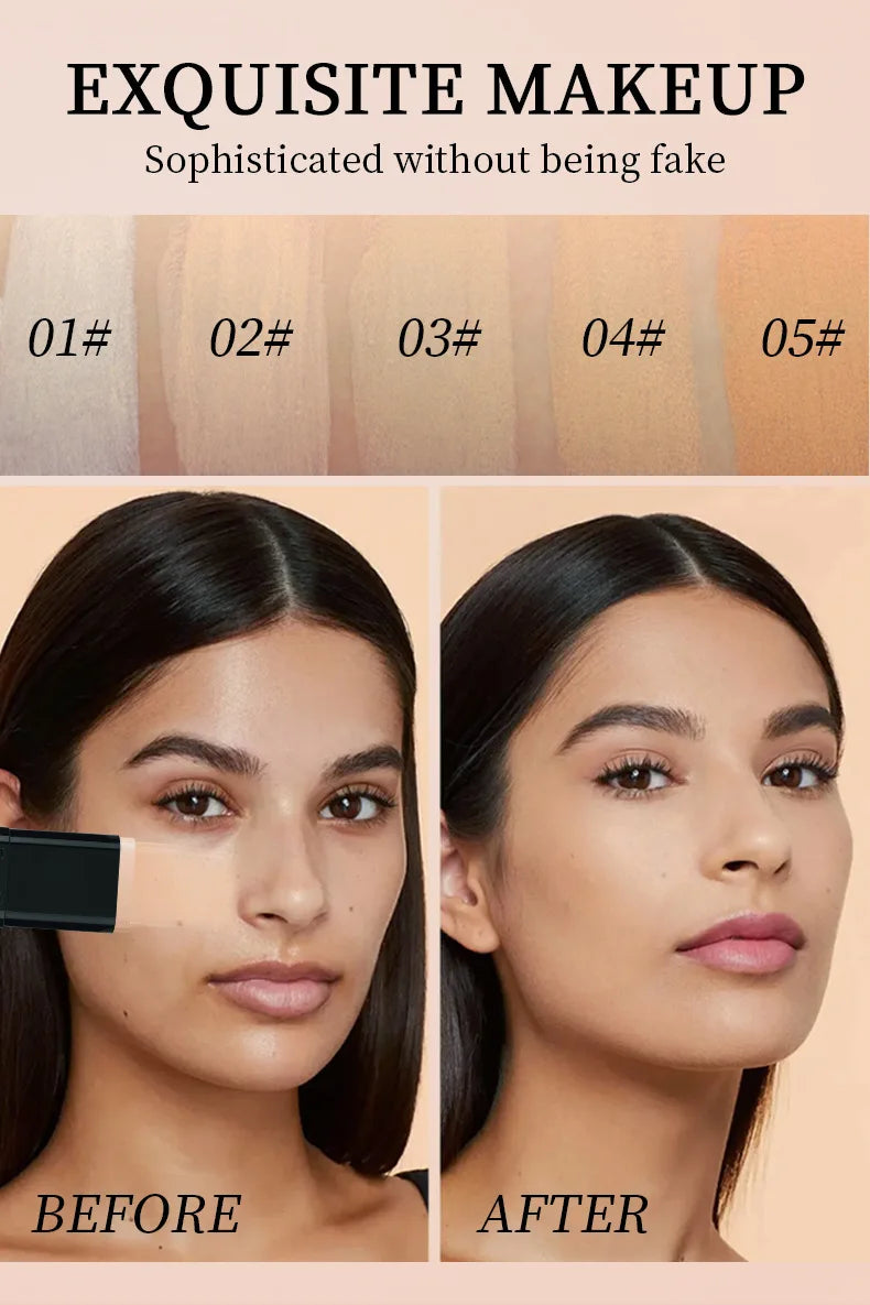 2-in-1 Full Coverage Foundation and Concealer Stick with Brush, 15g